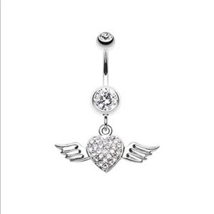 Heart with wings belly ring